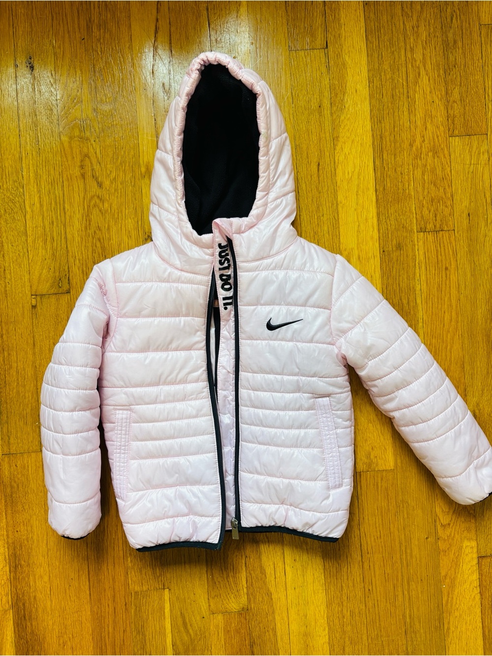 Nike Kids Pink Quilted Puffer Jacket with Hood 4 (XS)girl